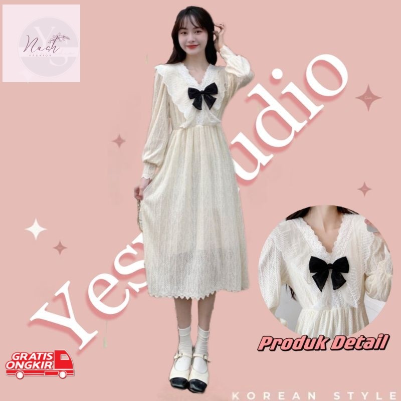 Dress Korea / 【BIGSIZE GIRL】HIJAB FRIENDLY DRESS MAXI RENDA KASUAL KOREA VINTAGE