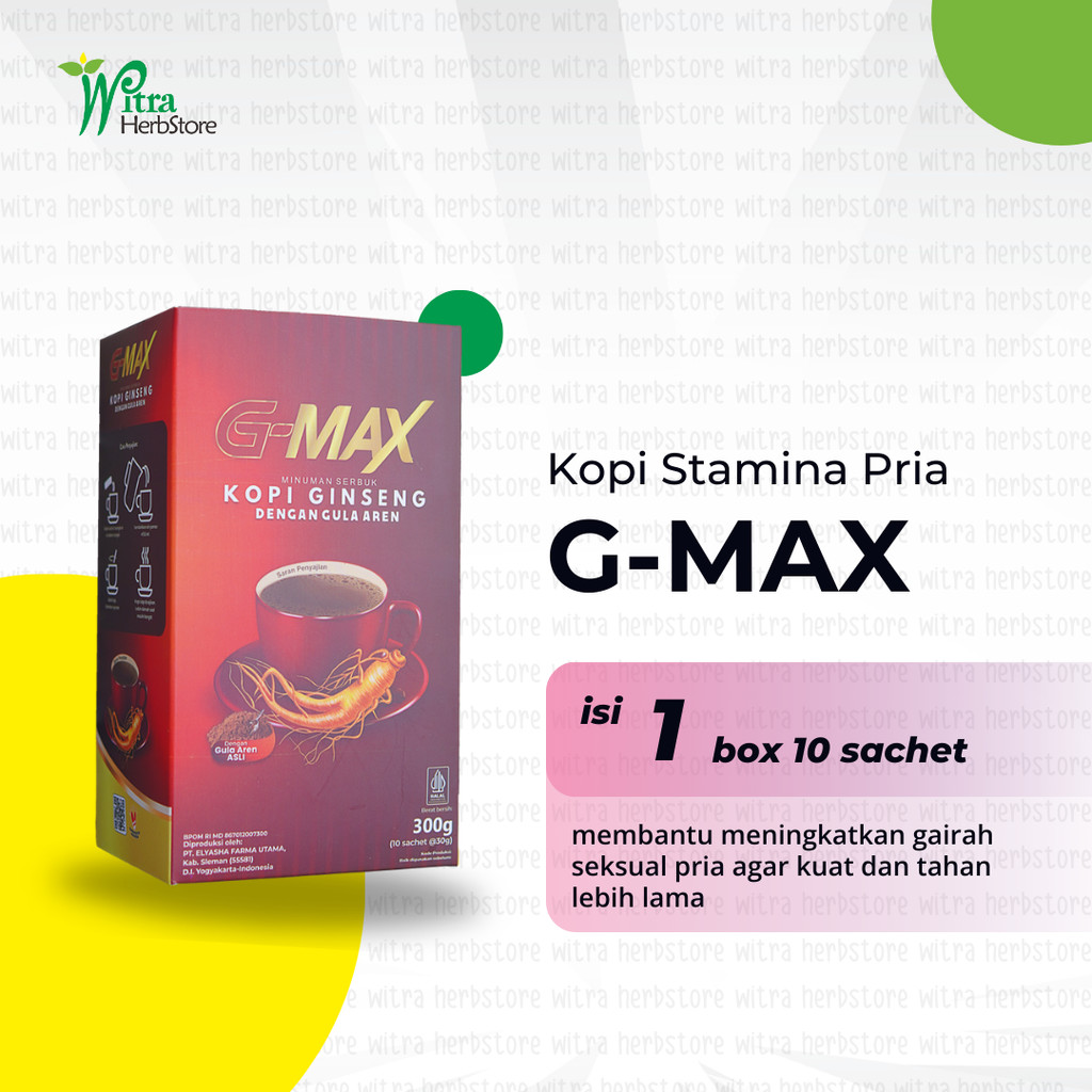 

G-MAX Kopi Ginseng Kuat Pria Tahan Lama Penambah Stamina 1 Box 10 Sachet