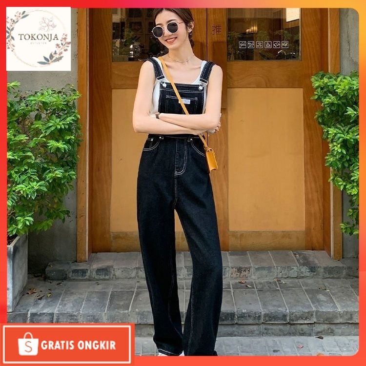 Baju Korea / Overall Jumpsuit Jeans Wanita Hitam Celana Kodok Jeans Wanita Jumpsuit Wanita Jumpsuit 
