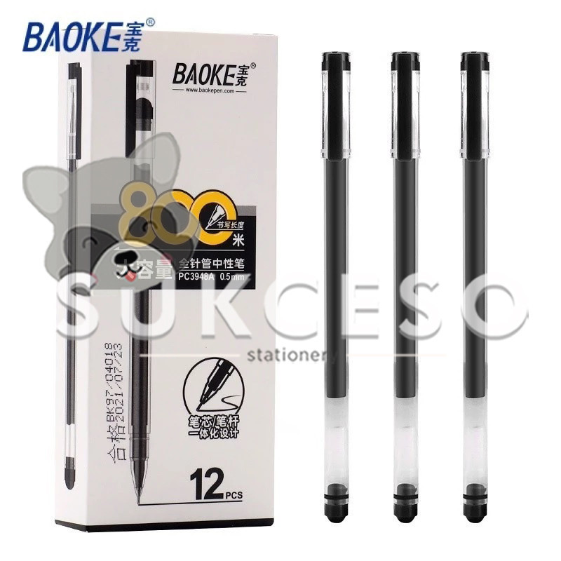 

BAOKE Pen Gel 0.5mm PC3948A Big Fill Ink - Pulpen Pena Jel Hitam Murah