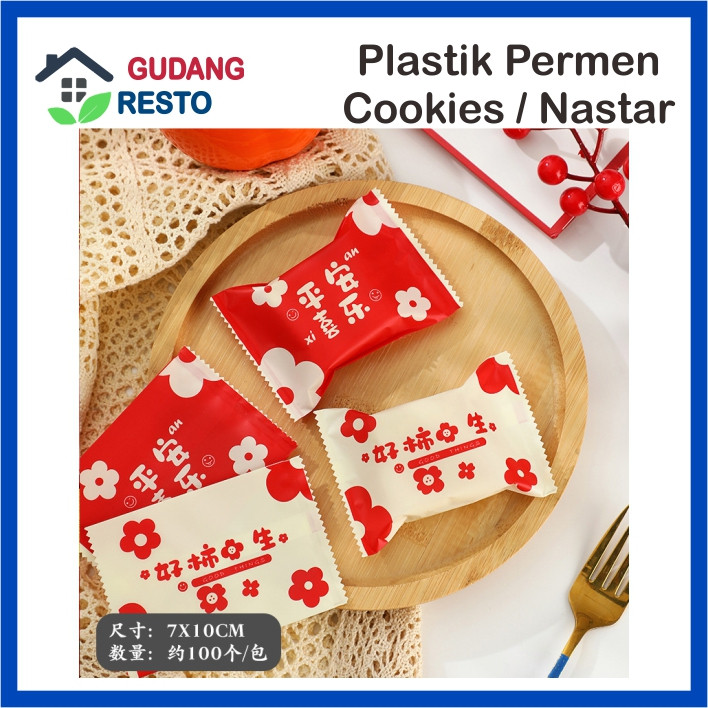 COD [ 100 PCS ] PLASTIK IMLEK OPP SEALER 7X10 NASTAR COOKIES KUE PERMEN CANDY 7 X 10 CM LAS SEAL CHI