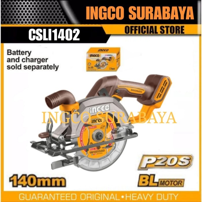 INGCO CSLI1402 CIRCULAR SAW CORDLESS MINI 5" GERGAJI KAYU SERKEL UNIT