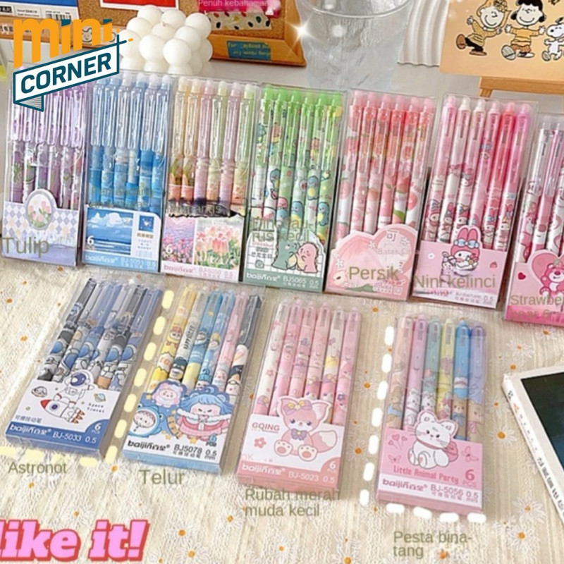 

RIA TOYS (6pcs) Bolpen Gel Hapus /Pulpen Gel Hapus / Erasable pen bolpen bisa dihapus