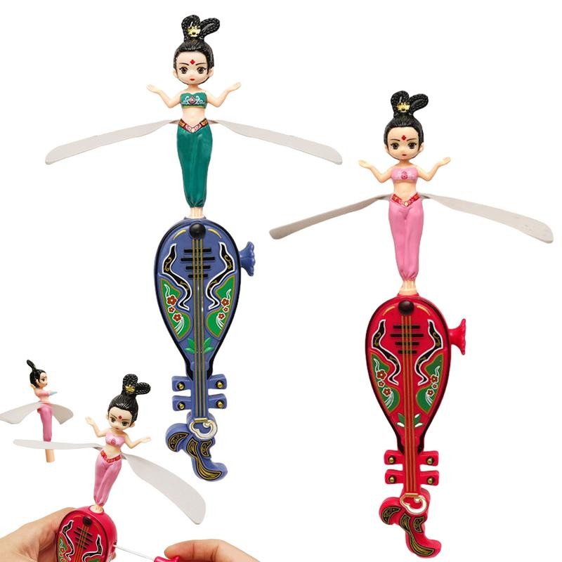 Dancers Flying Dolls 2 Pieces Fairy Spinner Toy Flying Saucer Toy Flying Spinner Toy Flying Pull Str