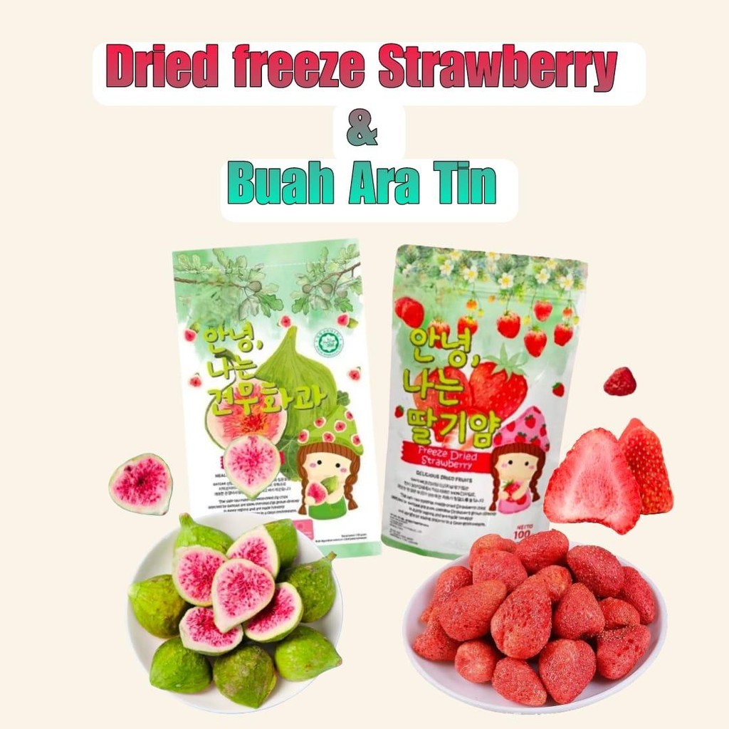 

[PAKET HEMAT] BELI 2 BKS FREEZE DRIED FIG BUAH ARA TIN KERING ORGANIK ALAMI & STRAWBERRY KERING 100G CEMILAN CRISPY