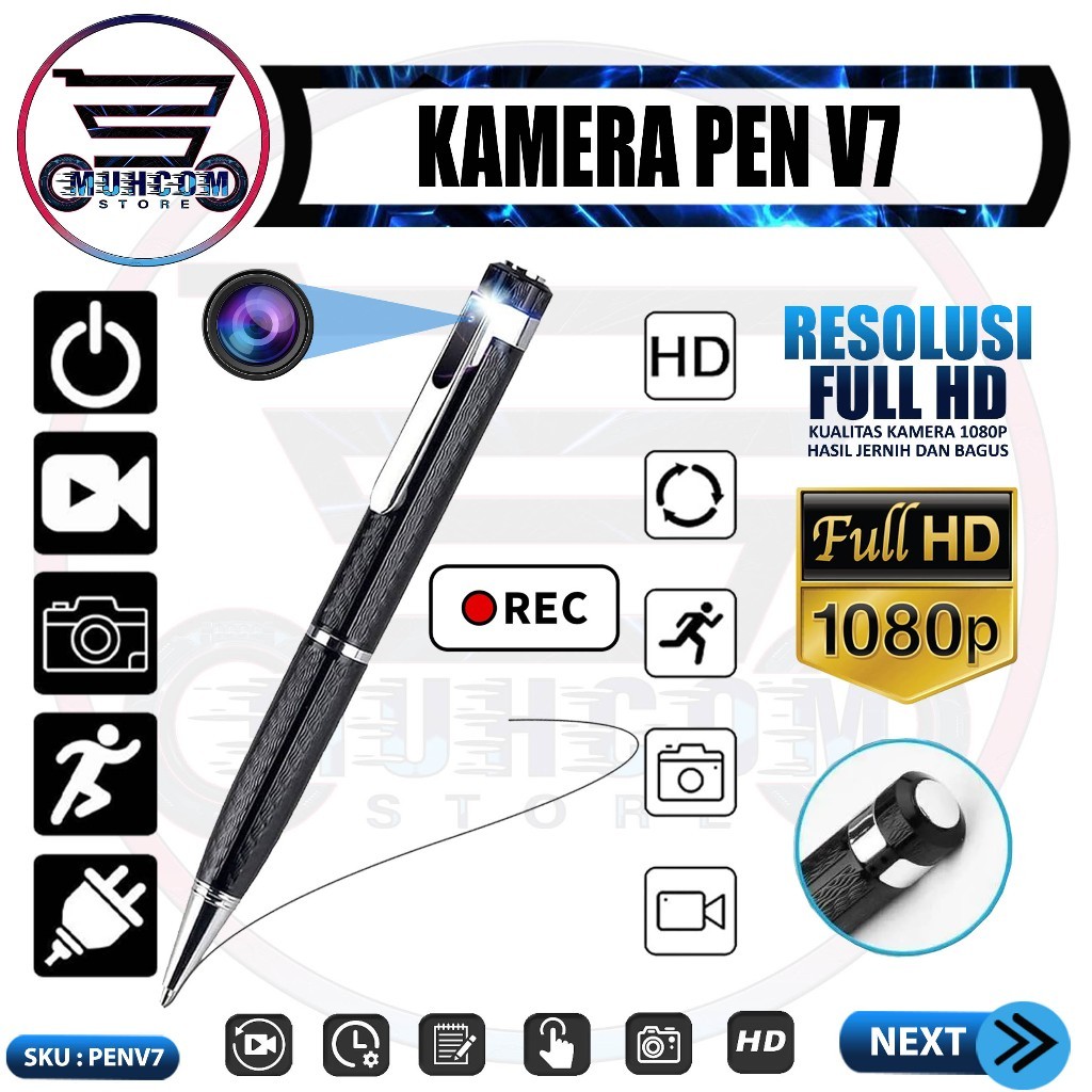 Spy Cam Camera Pena V7 Full HD 1080P Kamera Mini Model Pulpen Perekam Video Foto Sadap Suara Pena CC