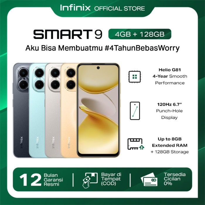 [LIVE EXCLUSIVE] Infinix Smart 9 3/64GB | 4/128GB - Up to 6GB | 8GB Extended RAM - 6.7 inch 120Hz Pu