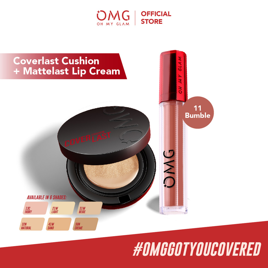 OMG Oh My Glam Refresh Makeup Look : Oh My Glam Coverlast Cushion + Mattelast Lip Cream - High Cover