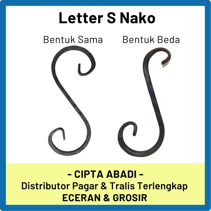 Cipta Abadi - Ornament Besi Tempa Letter S Nako