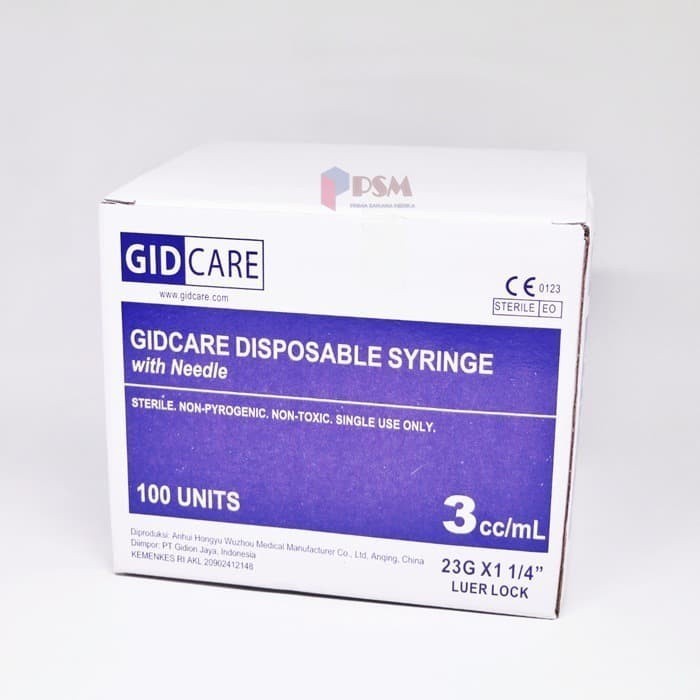 Disposable Syringe 3cc With Needle Gidcare Spuit Spet Gidcare 3mL BOX OneMed