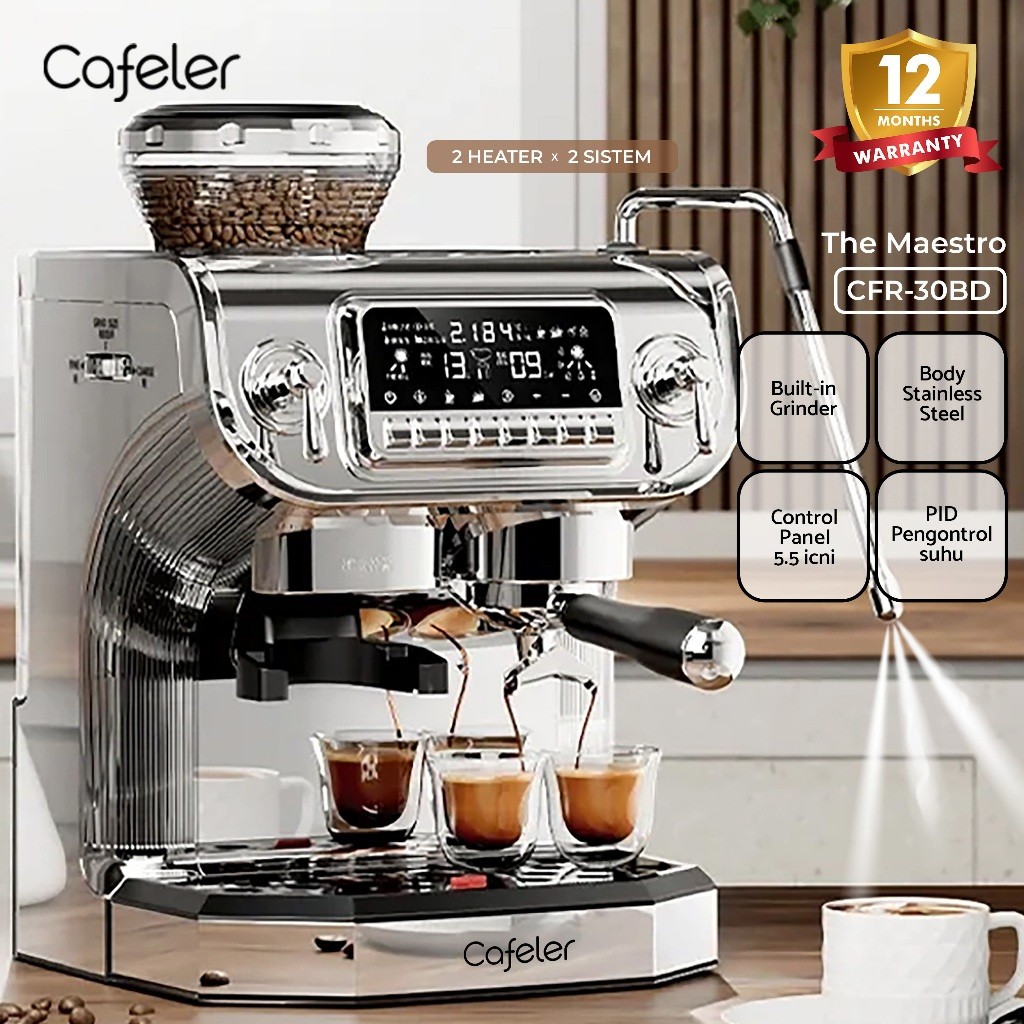 COD Cafeler Mesin Kopi Espresso 2 Heater Coffee Maker Otomatis Kontrol