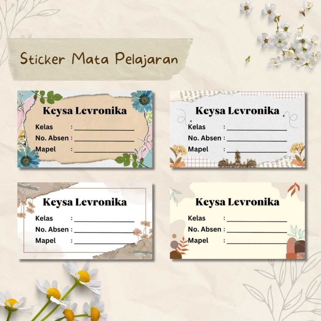 

Sticker A3/stiker Label Nama Buku Mata Pelajaran/mapel Costum Murah