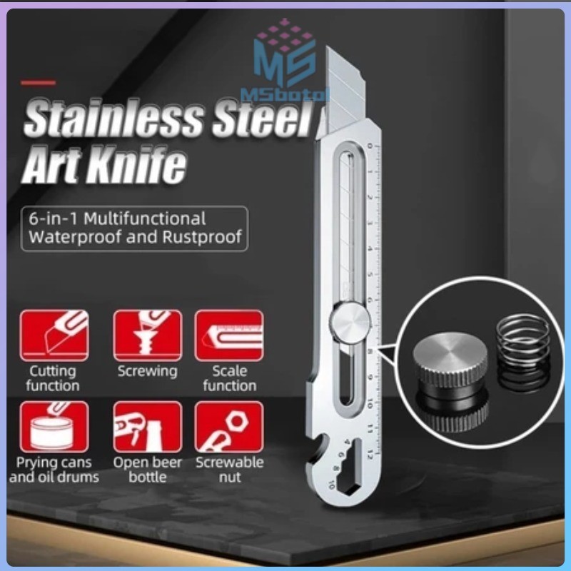 

【COD】24 hours delivery 6in1 Pisau Cutter 18mm multifungsi Cutter pisau baja besar 10pc pisau set Cutter Pisau Pemotong Kertas