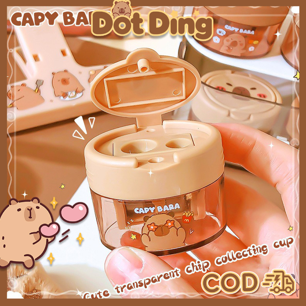 

[DOTDING] Kapibala Flip Ganda Lubang Pensil Sharpener Sekolah Dasar Kartun Kreatif Pensil Pensil Sharpener Kantor