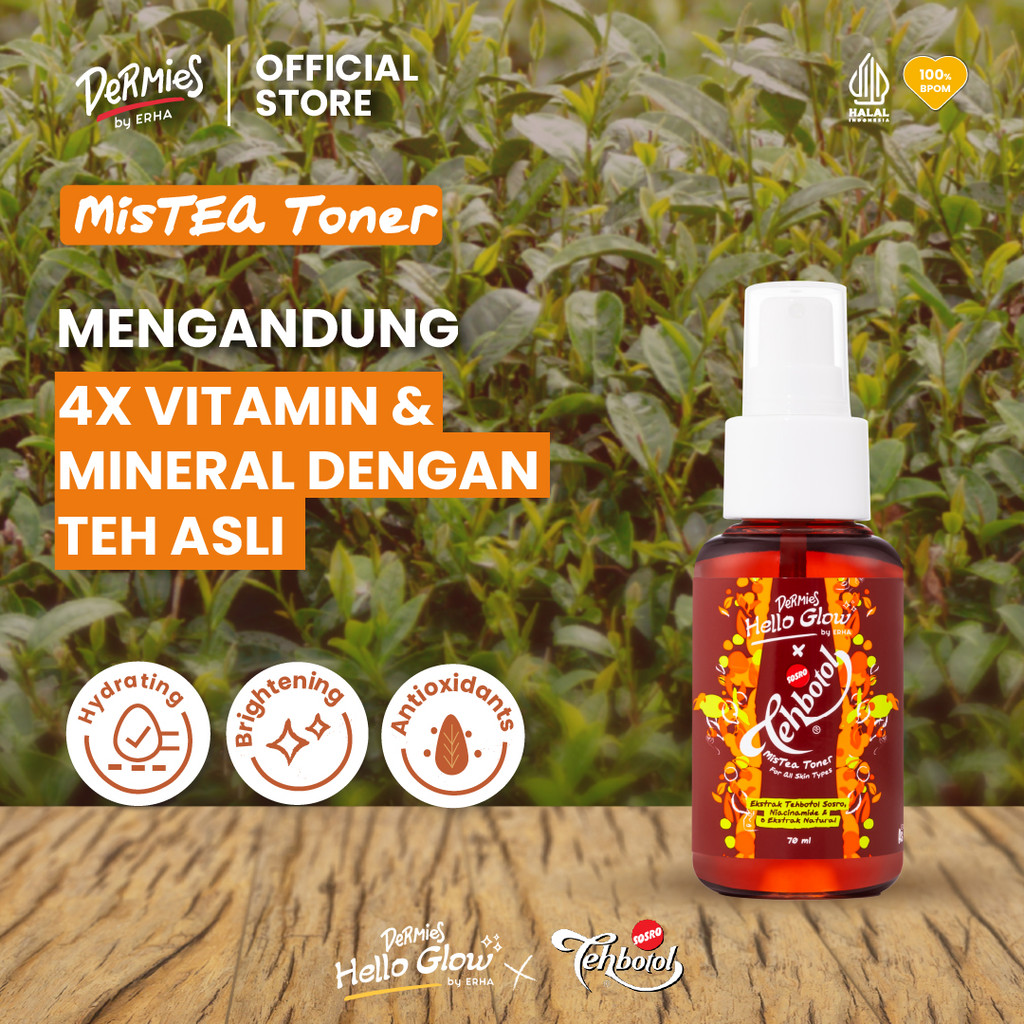 Dermies  Hello Glow  SOSRO MisTEA Toner 70 ml - Toner Pencerah Wajah