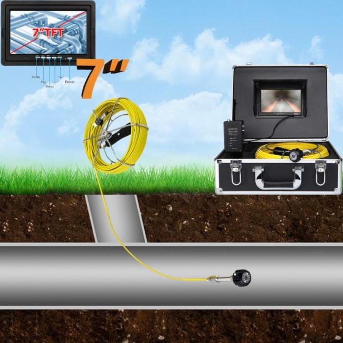 

Sewer pipe inspection snake camera 7 inch 20m cable 23mm camera head