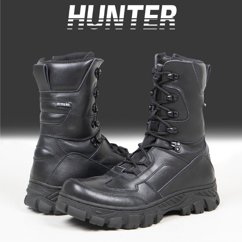 SEPATU PDL KULIT ASLI TNI AD AU AL POLRI SATPAM SECURITY HITAM ORIGINAL ARMY86  Model Hunter