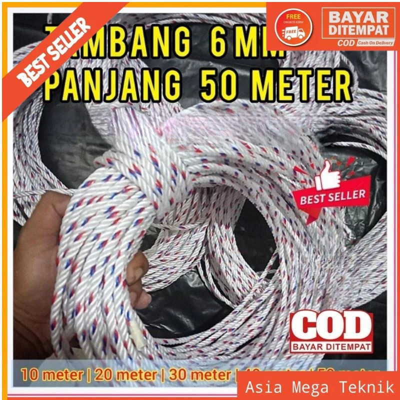 TALI TAMBANG PPD 6MM (50 METER) / TAMBANG KILOAN  / TAMBANG TRUK / TAMBANG LOSBAK / TALI PROYEK / TA
