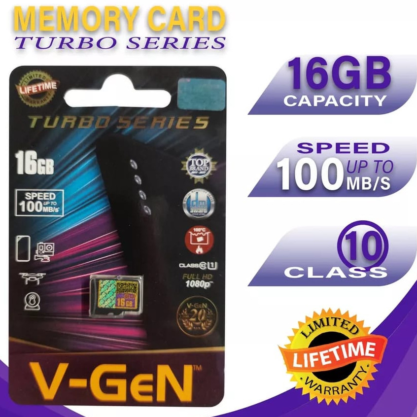 V-gen Memori Micro SD V-gen 16 GB  TURBO Class 10 SERIES Memory Card HP 16 GB Vgen CLass 10