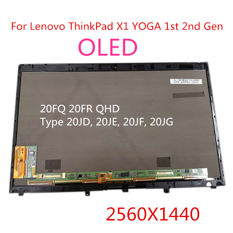For Lenovo ThinkPad X1 Yoga 1st 2nd Gen Lcd Tou Screen & Bezel WQHD 01AW977 SD10G56716 OLED Display 