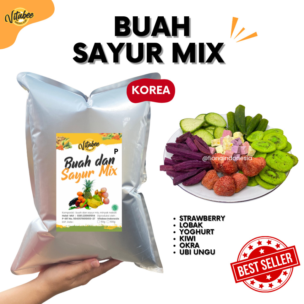 

New Keripik Buah Dan Sayur Mix 1KG - Vitabee Nangka Apel Wortel Apel Salak PisangPremium