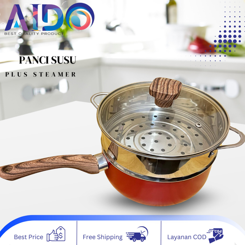 Panci Susu Dan Steamer - Set Panci Mpasi Bayi / Panci Susu Mpasi Bayi / Panci Susu Dengan Steamer