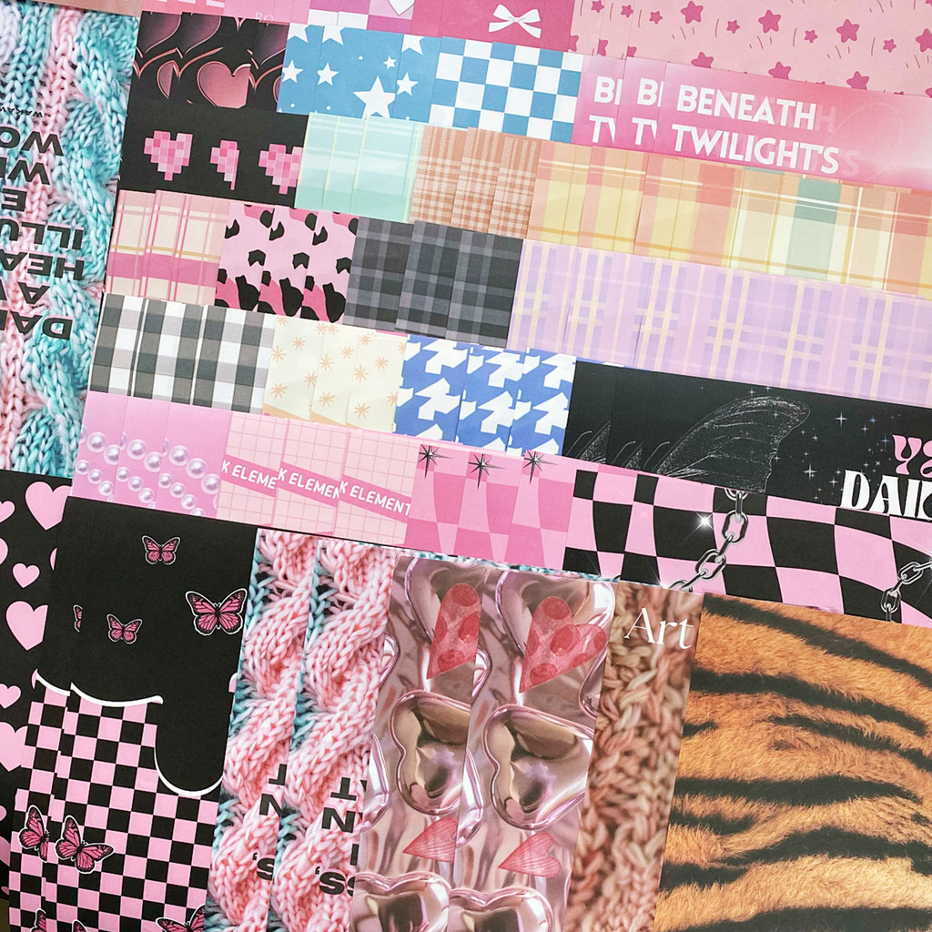 

Scrapbook Material paper Accessories Memo Paper Decorative Papaer Pink Black DIY Arts Diy Crafts Album Journal Planner