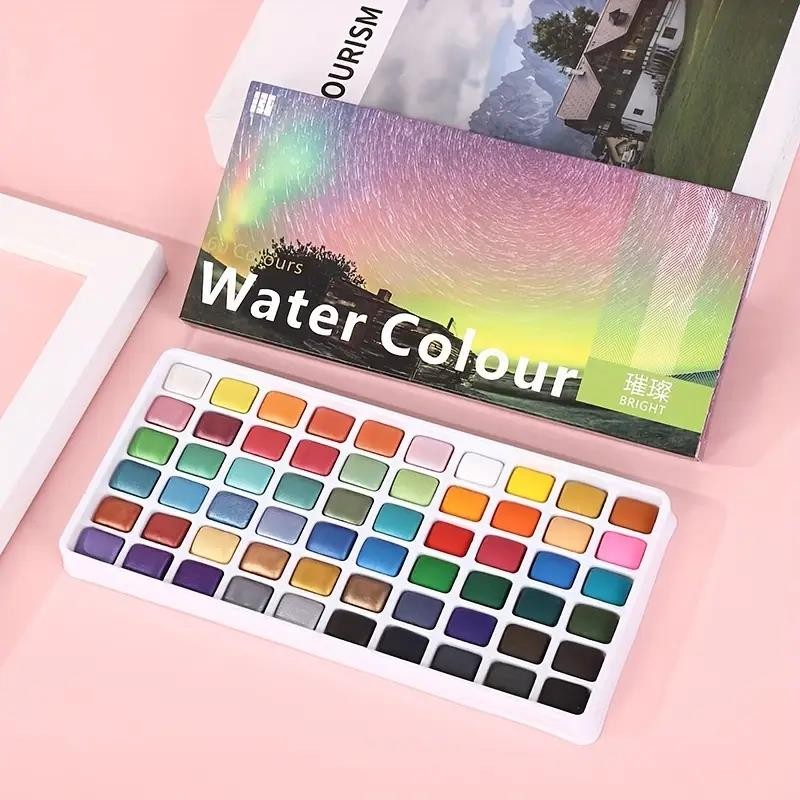 

12/60 Color Solid Watercolor Paint Set Basic Neone Glitter Watercolor Pigments for Drawing Art Paint Supplies