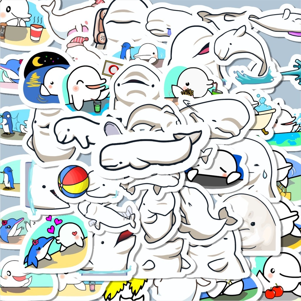 

100PCS Lucu Sticker Hewan Beluga Lucu Anti Air Stikers Berperekat Waterproof Sticker Decal Buat Motor Helm Buku Journal Koper Casing HP Laptop Botol Minum