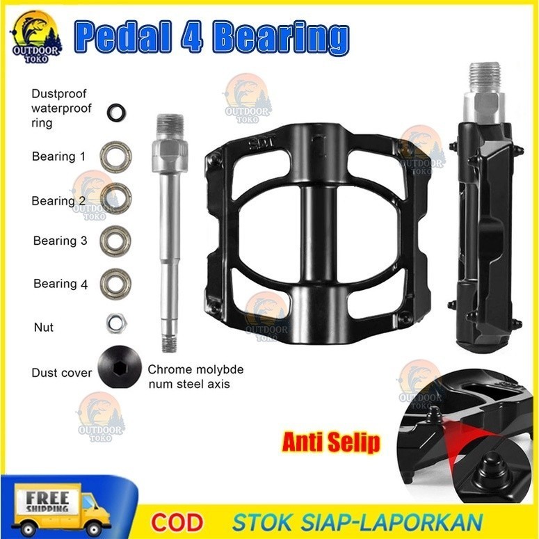Pedal 3 Bearing Sepeda lipat Mtb Gunung Roadbike Bearing Alloy Anti Slip Loncer Tapak Lebar Promend 