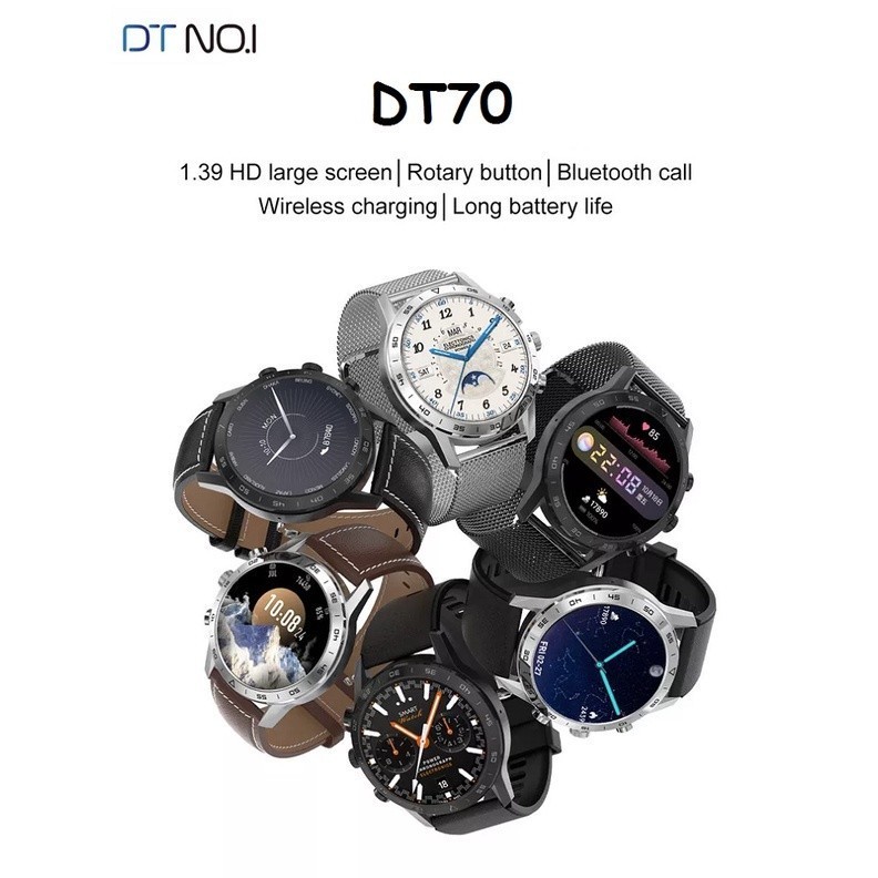 DT NO 1 DT70 Smart Watch - Dual Display Sporty 1.39-inch IPS Display