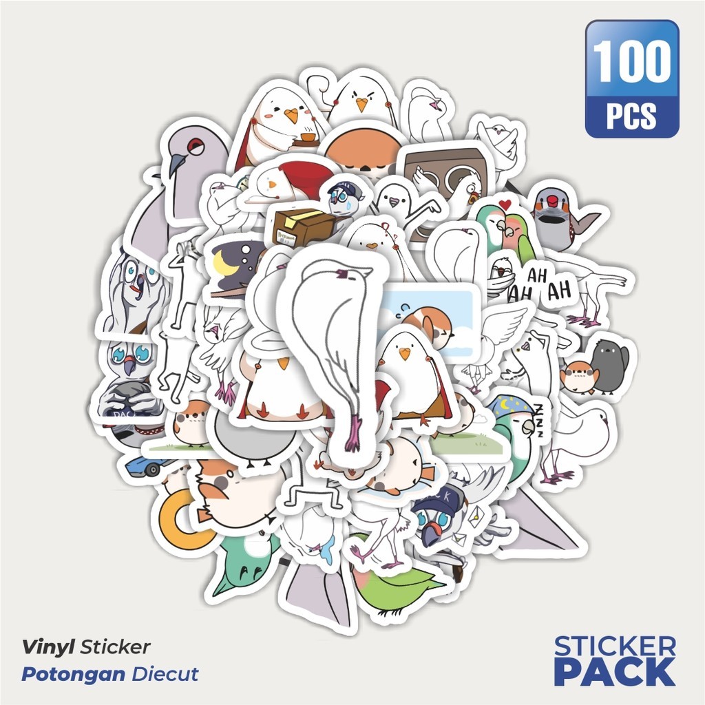

Stiker Vinyl Sticker Hewan Burung Merpati Waterproof Aesthetic- Untuk Laptop, Motor, dan Helm - Paper Stationery Pack