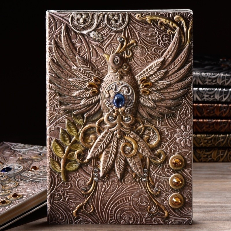 

Fashion Vintage Embossed Leather Printing Travel Diary Notebook Travel Journal A5 Notepad Retro Phoenix Series Business Notebook