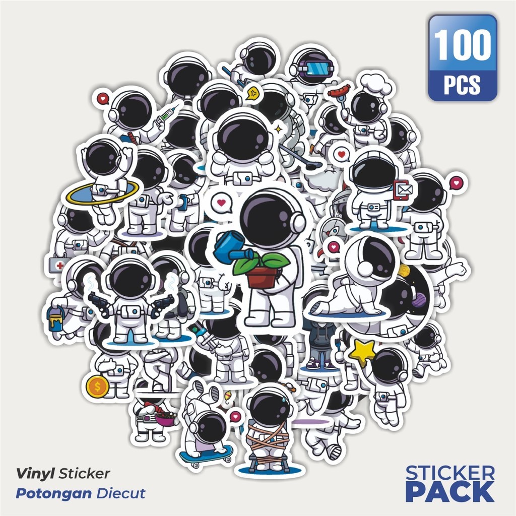 

MURAH 100 PCS Stiker Astronot V4 Waterproof Aesthetic- Untuk Laptop, Motor, dan Helm - Paper Stationery Pack