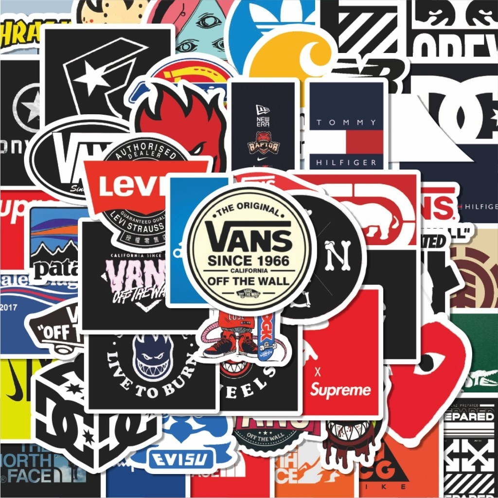 

Terbaru! 50 pcs Stiker Random Mix Logo Brand Versi 1 Dekorasi Lucu Kreatif untuk Notebook, Skateboard, HP