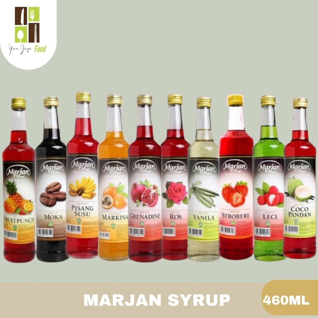 

Marjan Syrup / Sirup / Minuman / Sari Buah / Vanila / Strawberry / Grenadine / Mocca / Ros / Leci / Melon / Lemon / Markisa Kemasan 460ml