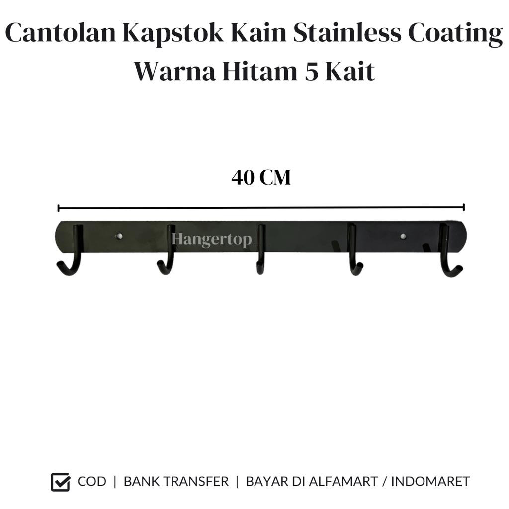

Gantungan Baju Kapstok 5 Kait Coating Hitam | Capstock 5 Kait Stainless Steel Hitam