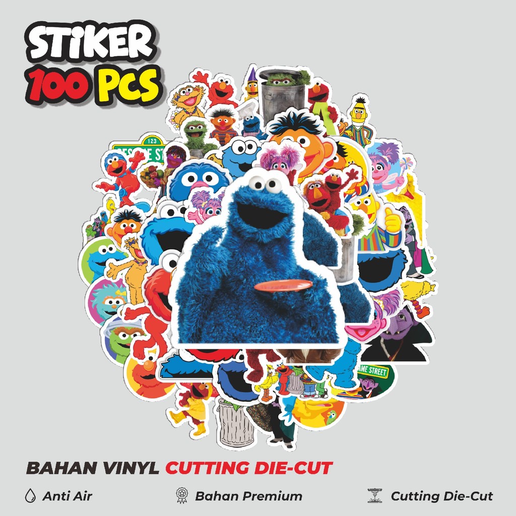 

Terbaru! 50 pcs Stiker Kartun Kaws & Sesame Street Dekorasi Lucu Kreatif untuk Notebook, Skateboard, HP