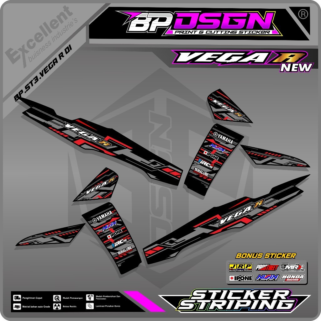 Striping Vega R New - Sticker Striping Yamaha Vega R New Desain Racing Terbaru