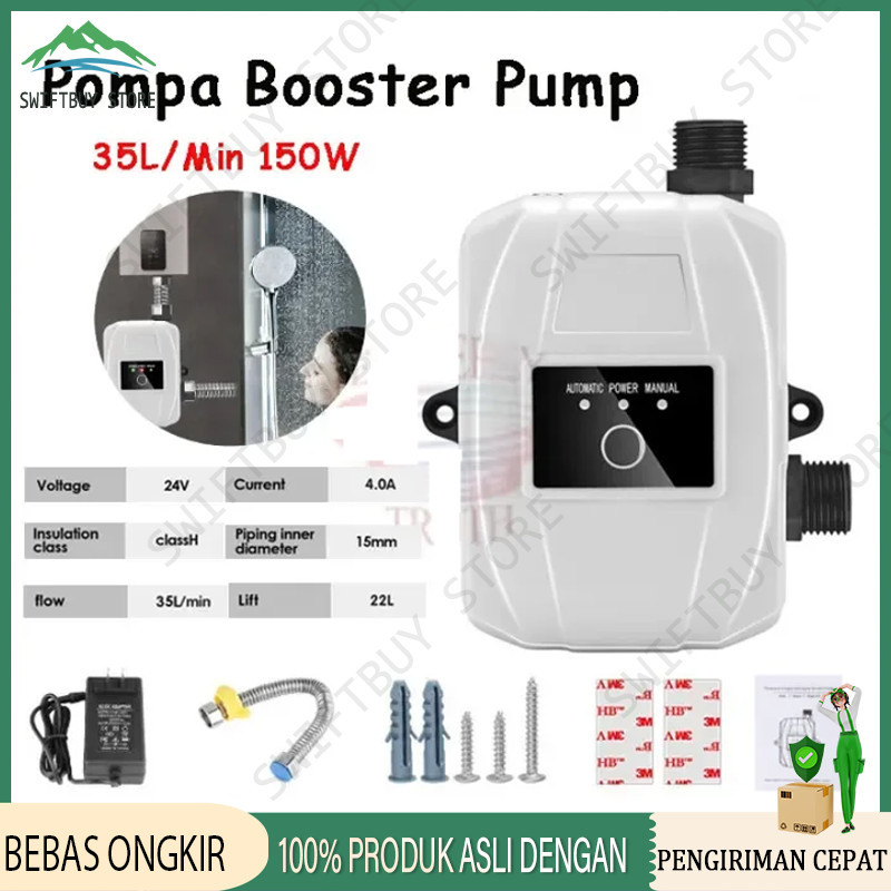 Pompa Booster Pendorong 150W Air Booster Pump Otomatis 35L/menit Pompa Pendorong Mesin 24V Pengangka