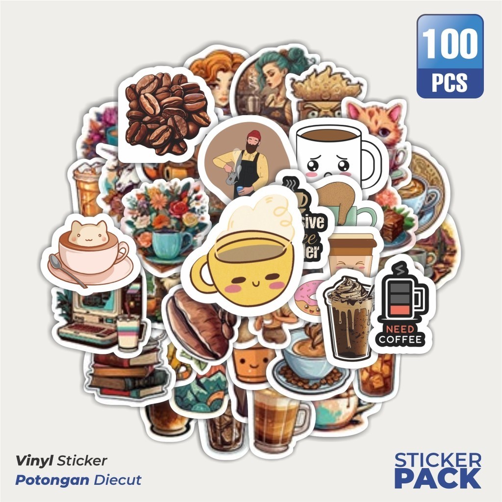 

Stiker Vinyl Stiker Coffe Art [Seni Kopi] Waterproof Aesthetic- Untuk Laptop, Motor, dan Helm - Paper Stationery Pack