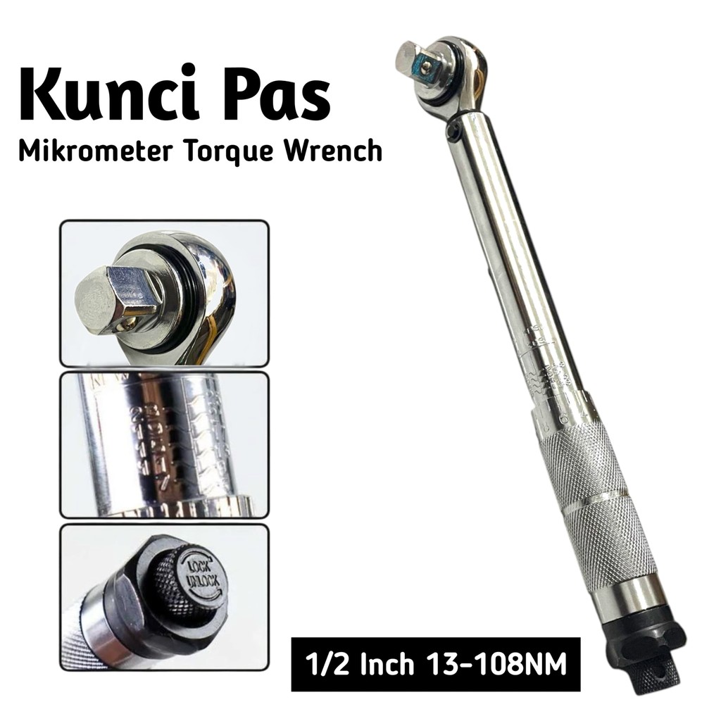 AMTECH Kunci Momen Torsi 1/2" 280 mm Torque Wrench Motor Moment