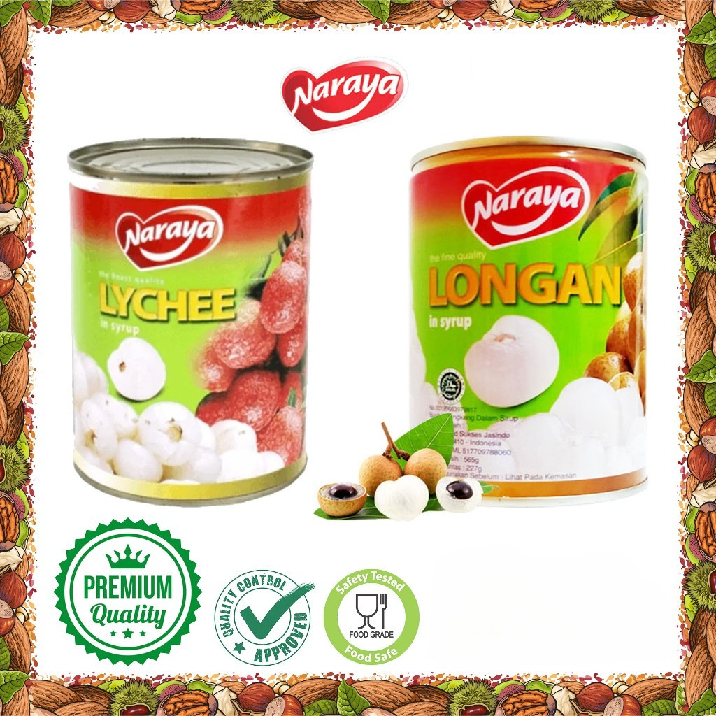 

NARAYA Lychee / Longan in Syrup / Buah Kelengkeng / Leci dalam sirup 565gr HALAL