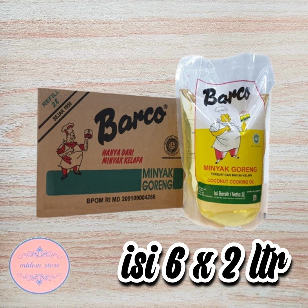 

Barco Minyak Goreng Kelapa Murni / Coconut Cooking Oil 2 Liter Dus isi 6 Pouch