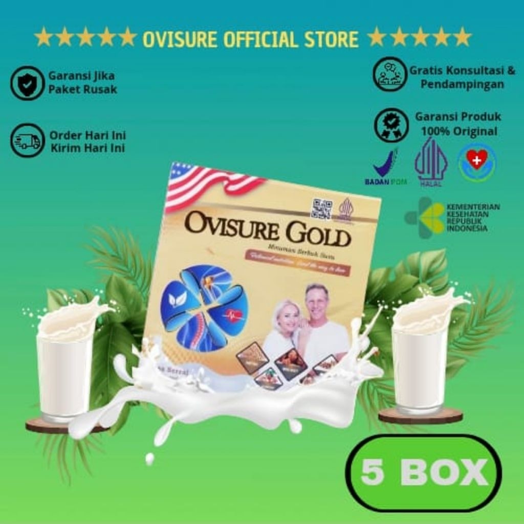 

New PAKET 5 BOX OVISURE GOLD SUSU BPOM , Susu Ovisure gold MEMBANTU MEMULIHKAN KERUSAKAN TULANG , OVISURE GOLD SUSUPremium