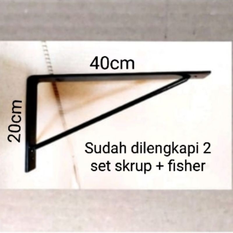 Besiku Siku Besi Penyangga Rak Dinding Hitam Kuat