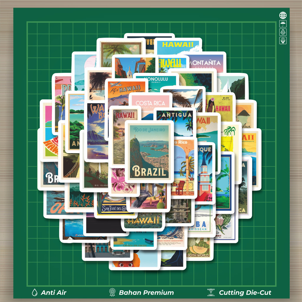 

HOT 50 PCS STIKER Stiker Poster HAWAII ARUBA BROOKLYN SAN FRANCISCO Stiker Fashion Cars Decal Dingin Kartu Album Custom Vinyl Anti Air- Sticker Aesthetic Buku Journal Koper Casing HP Tablet Laptop Helm Motor Botol Minum
