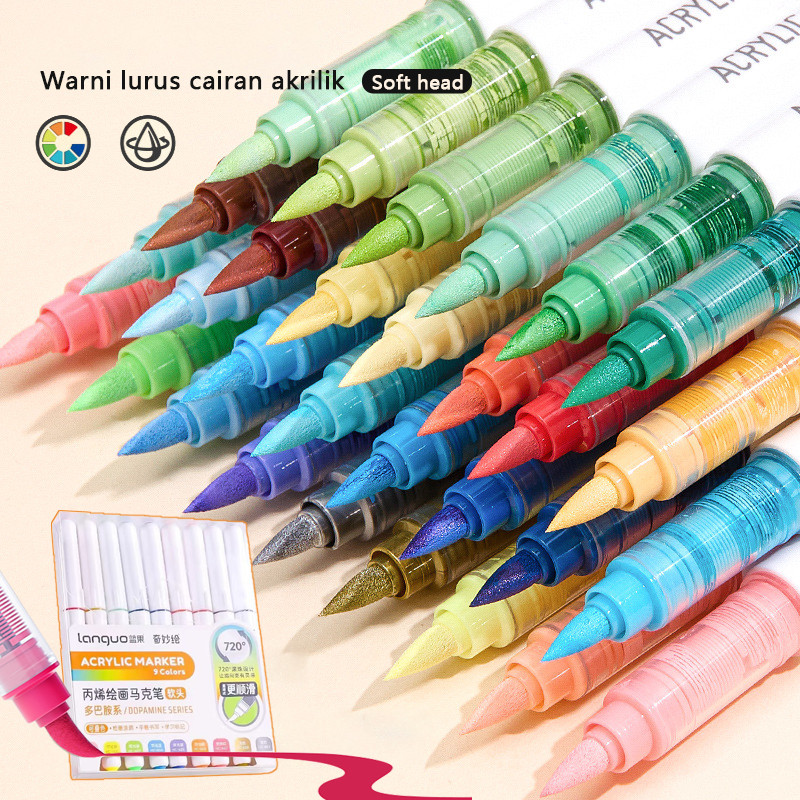 

Warni lurus cairan akrilik penanda Kepala Lembut Tahan Air Pensil Marker Cair Akrilik Painting Permanent Waterproof Marker Art Supplies