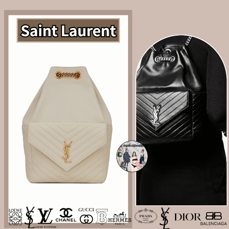 YSL Saint Laurent Ransel Kulit Domba Asli (Tas Wanita / Ransel Nama Merek / Koleksi Terbaru / 100% O
