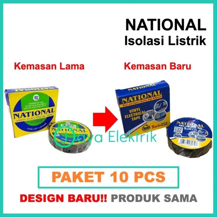 

(Paket isi 10) Isolasi Listrik National Hitam besar 20 yard - Solasi Nachi Tape